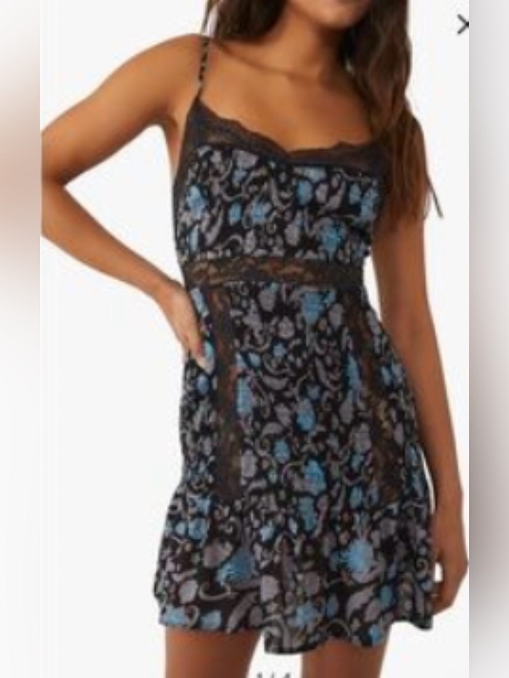 Free People Intemately Black and Blue Lace Dress Size Small